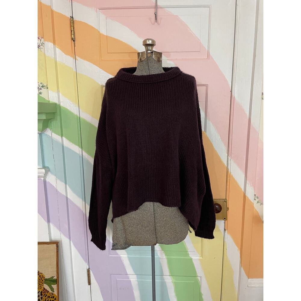 Wooden Ships Chunky Knit Cropped Sweater Plum M/L NWT Cozy
